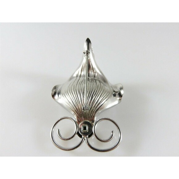 Bond Boyd Brushed & Polished Sterling Silver Orchid Brooch 2 1/8" x 1 1/2" - Picture 8 of 10